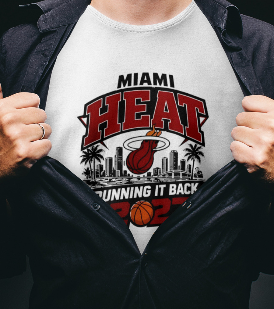 Miami Heat Running It Back 2027 NBA Basketball Skyline T-Shirt