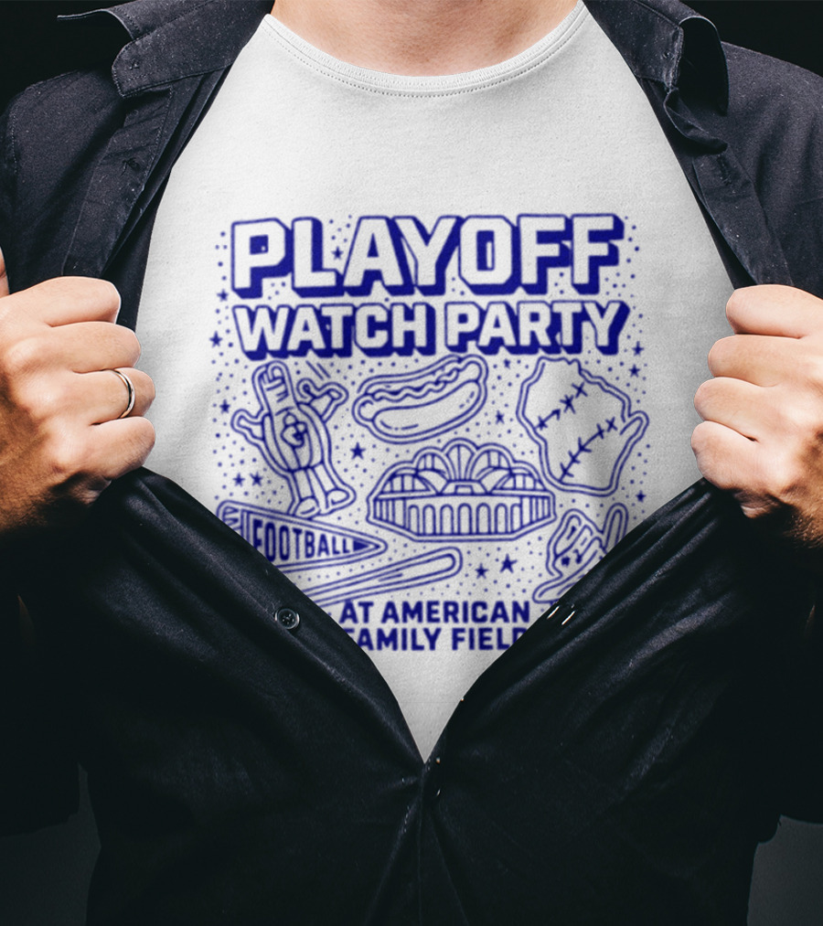 Milwaukee Brewers Playoff Party At American Family Field Baseball Hot Dog Event T-Shirt