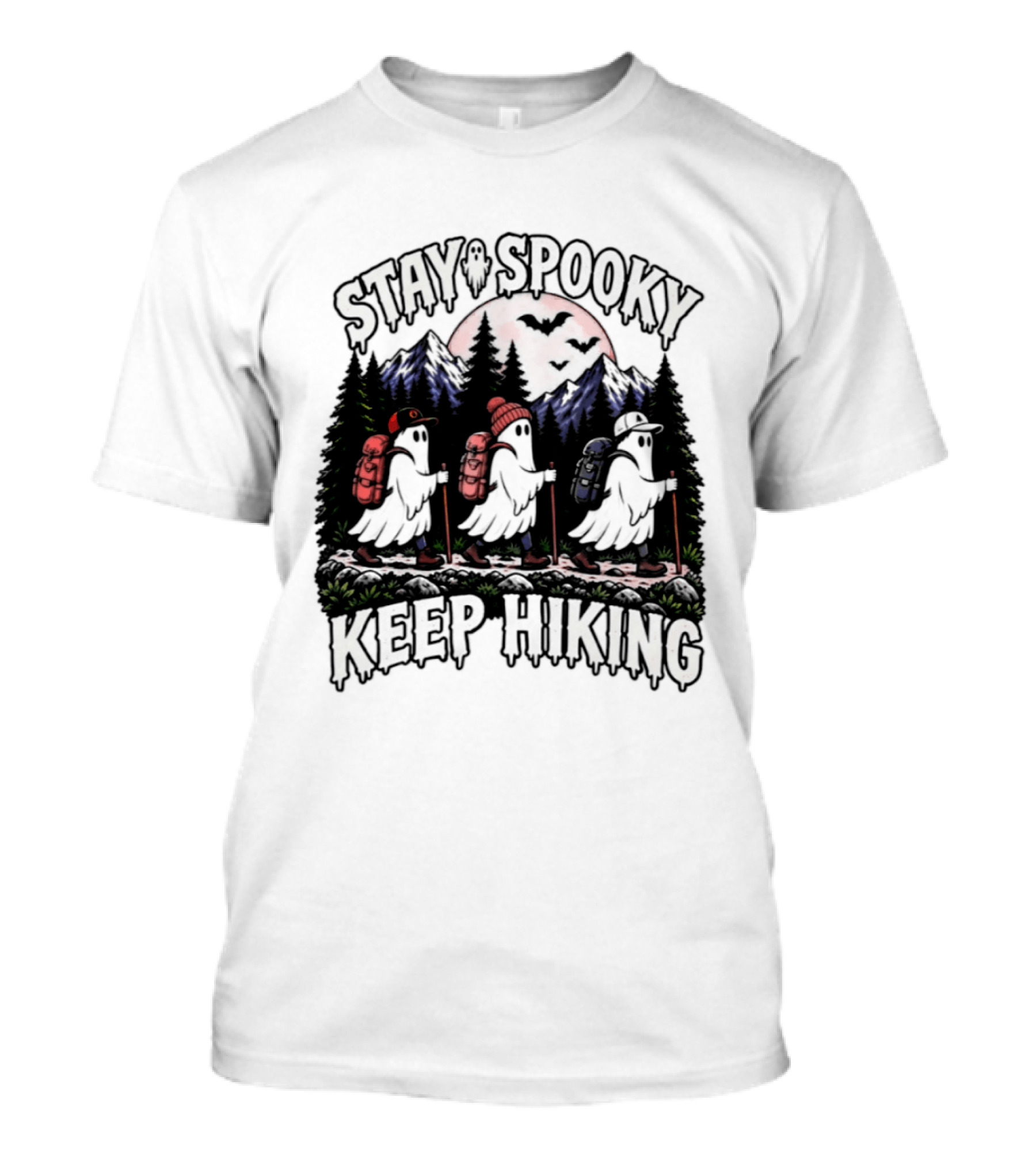 Stay Spooky Hiking Ghosts Halloween Adventure T-Shirt