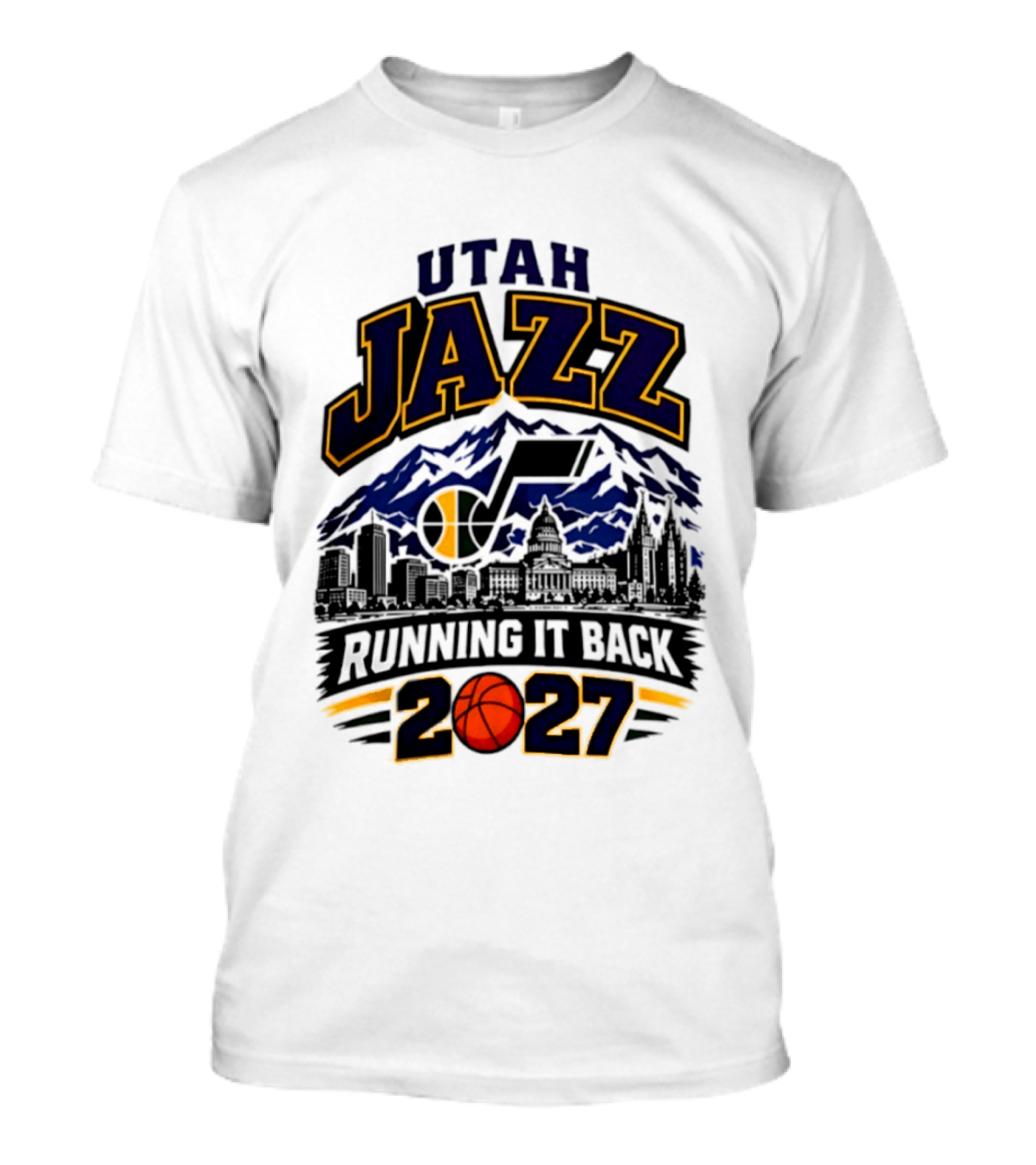 Utah Jazz Basketball Running It Back 2027 Skyline T-Shirt