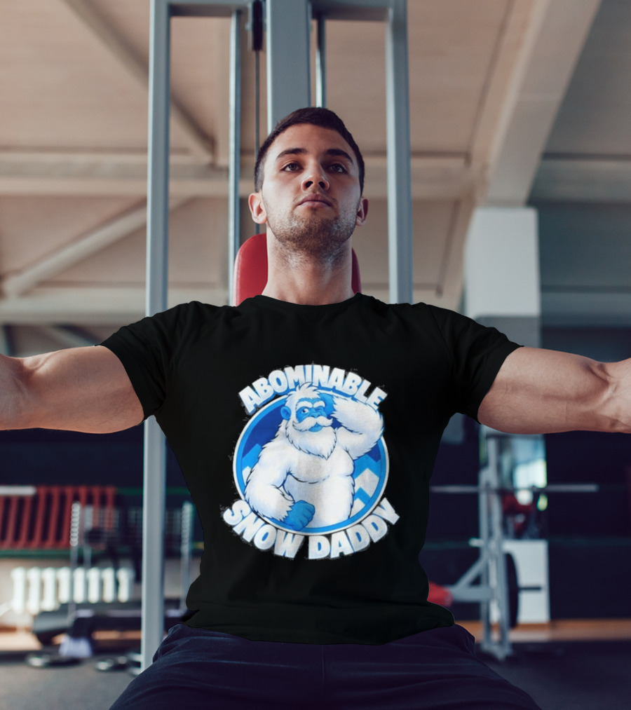 Abominable Snow Daddy Yeti Bigfoot Sasquatch Ice Blue Circle T-Shirt