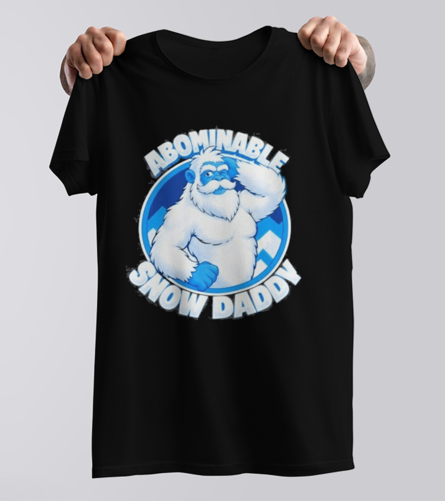 Abominable Snow Daddy Yeti Bigfoot Sasquatch Ice Blue Circle T-Shirt