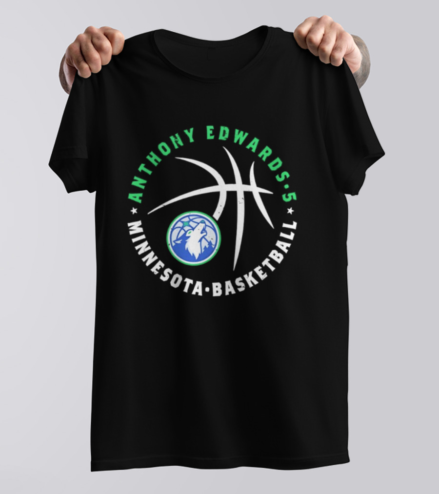 Anthony Edwards Minnesota Basketball Timberwolves Player Ball T-Shirt