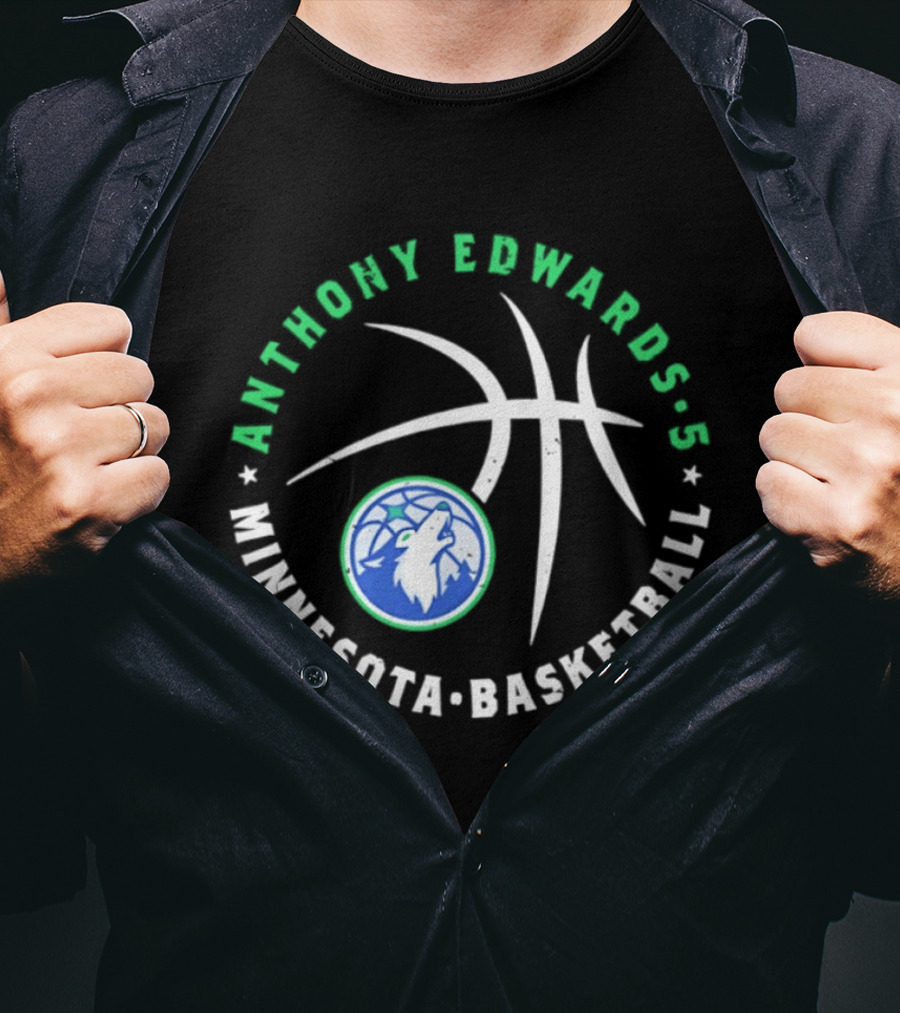 Anthony Edwards Minnesota Basketball Timberwolves Player Ball T-Shirt