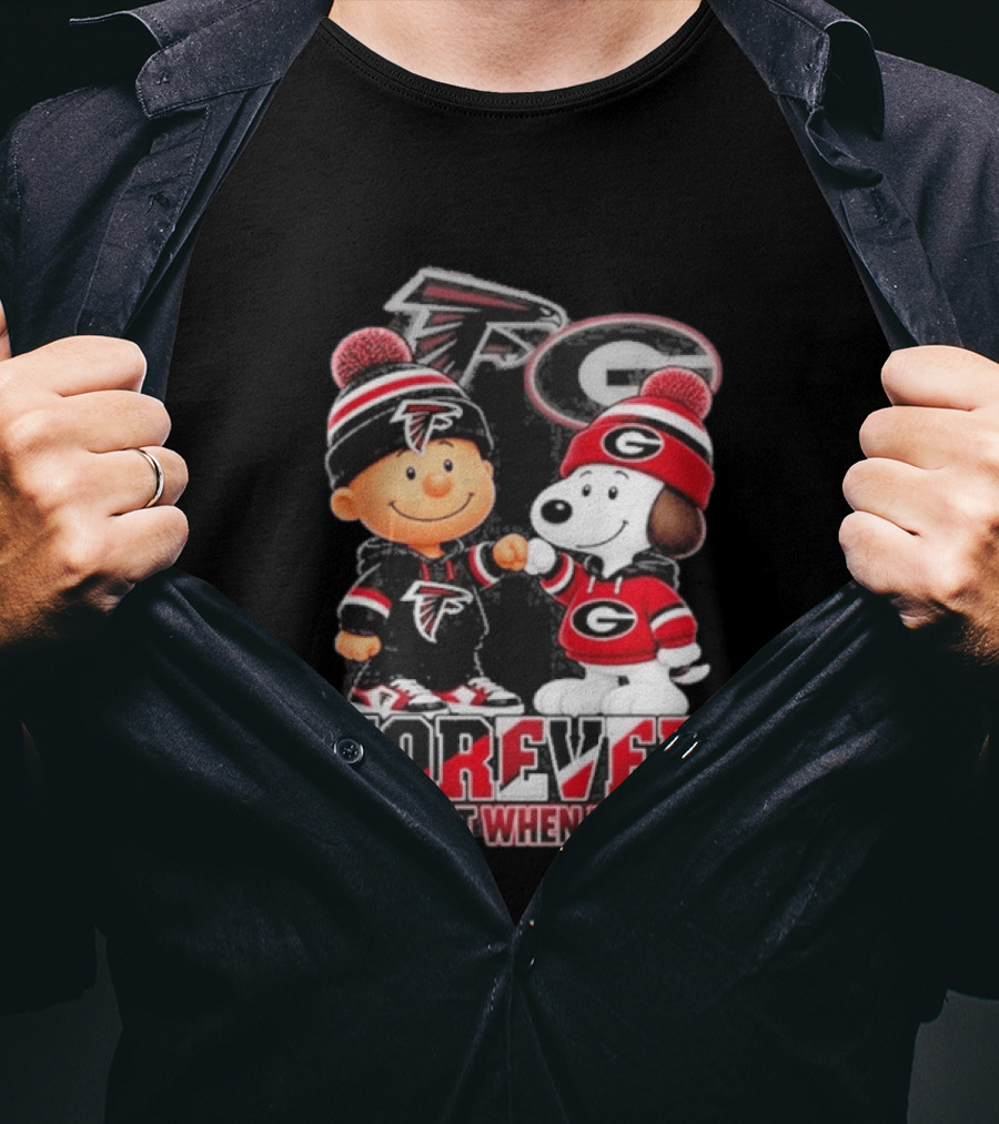 Atlanta Falcons Charlie Brown Georgia Bulldogs Snoopy Fist Bump Forever Not Just When We Win T-Shirt