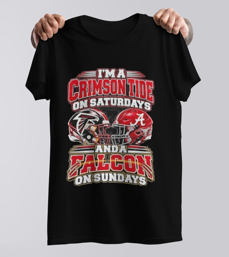 I'm A Crimson Tide On Saturdays And A Falcon On Sundays Helmet T-Shirt