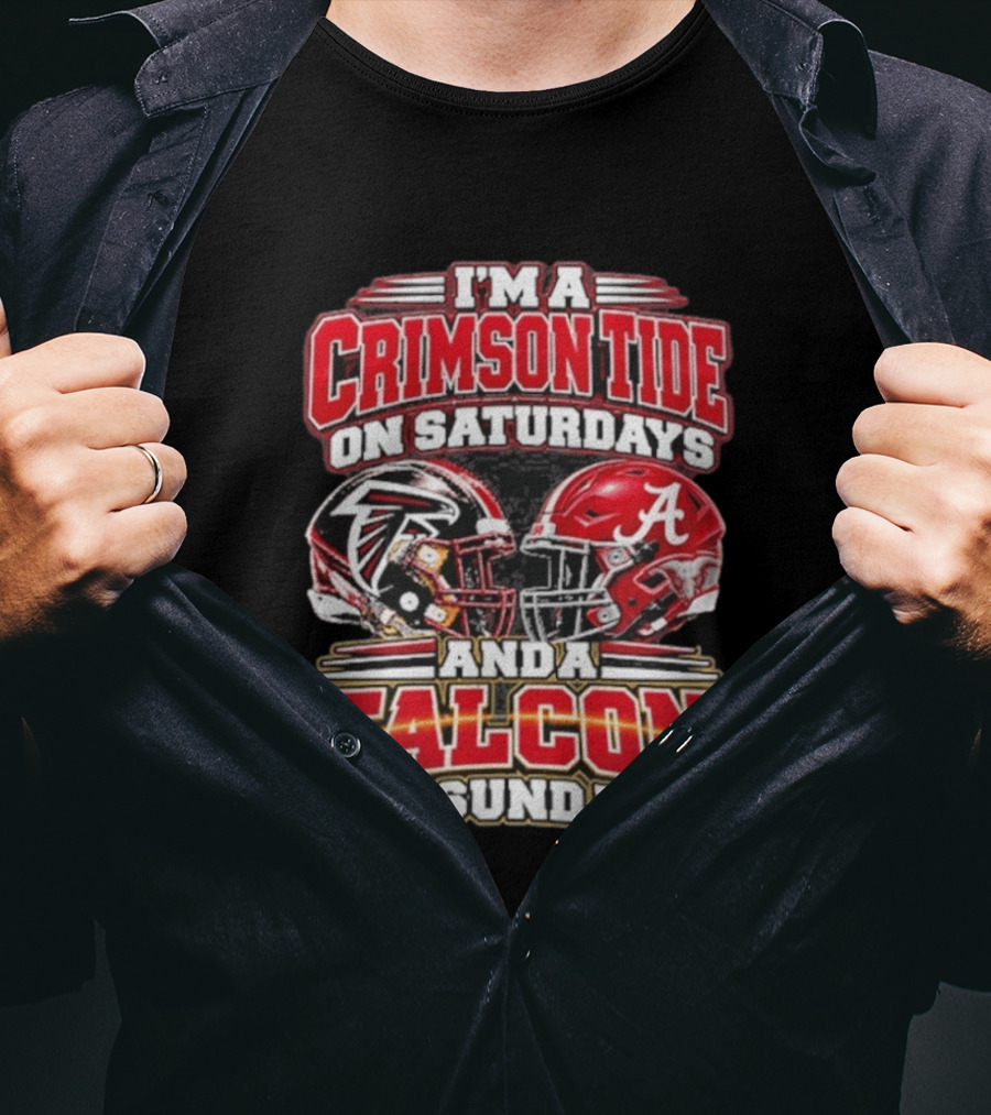 I'm A Crimson Tide On Saturdays And A Falcon On Sundays Helmet T-Shirt