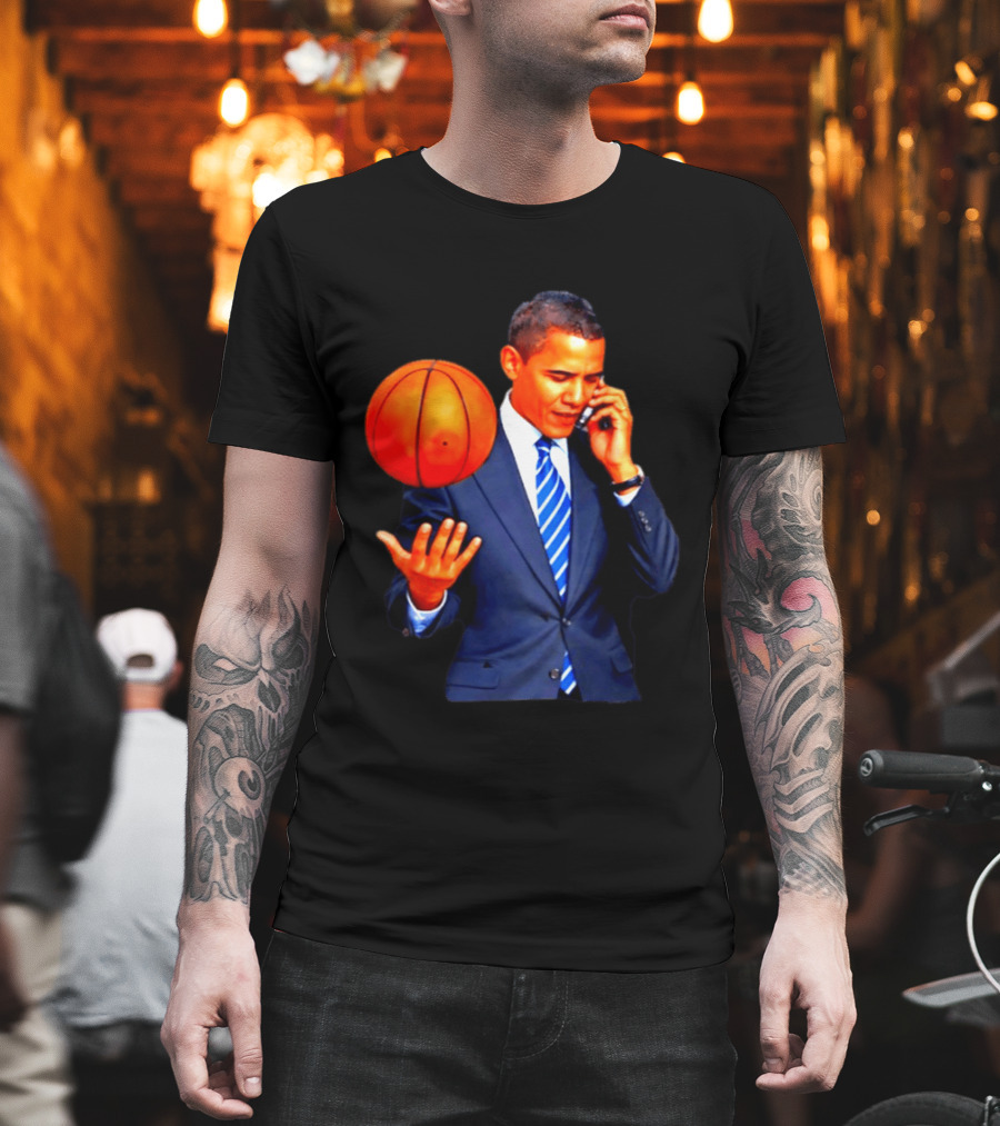 Barack Obama Basketball Phone Call In Suit And Tie T-Shirt