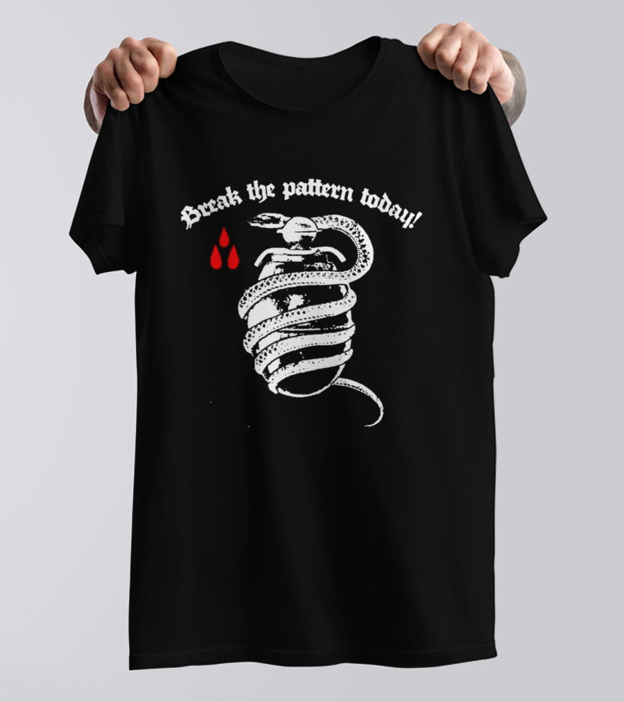 Break The Pattern Today Snake Wrapped Grenade Red Drops T-Shirt