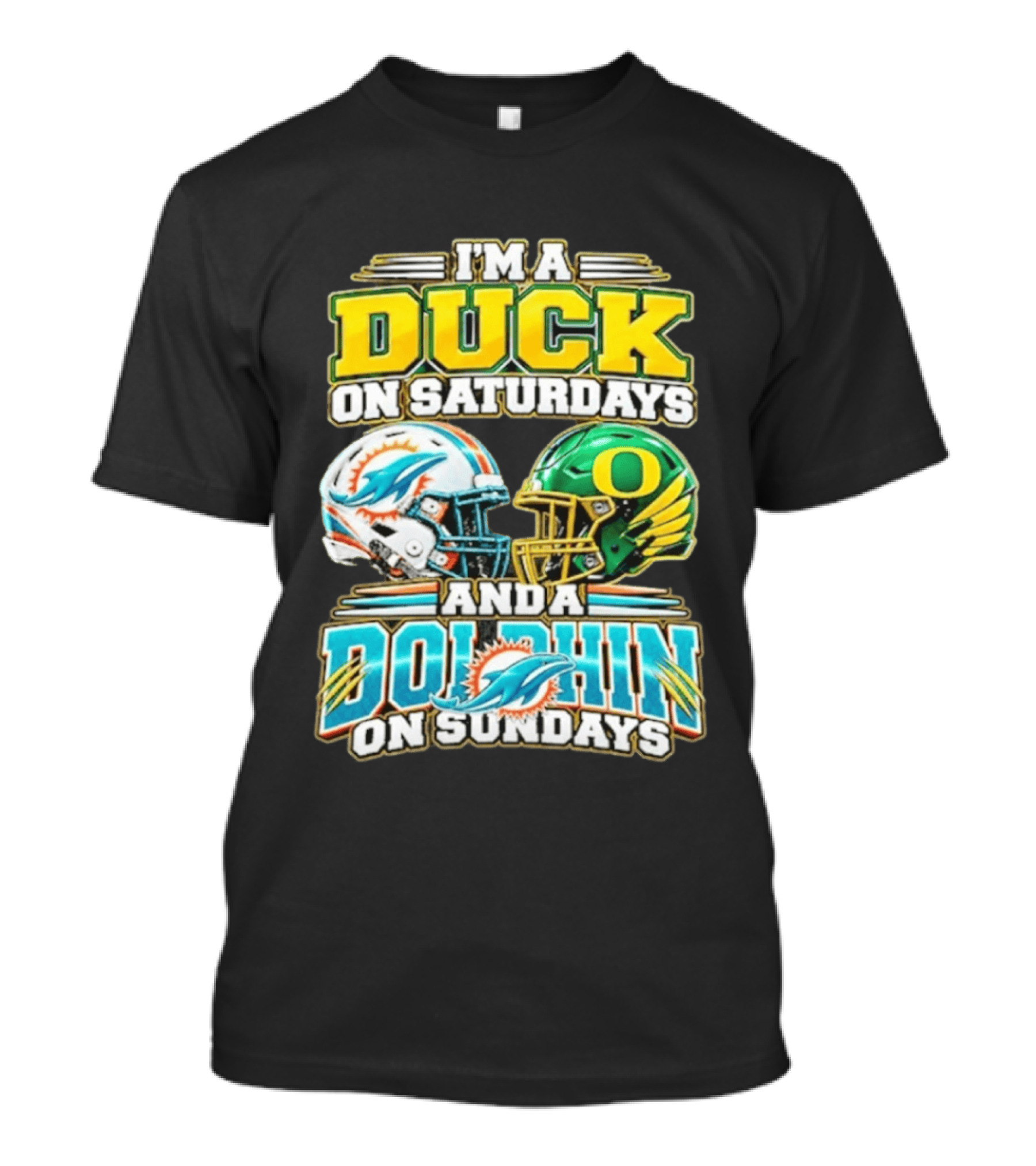 I'm A Duck On Saturdays And A Dolphin On Sundays Football Helmets T-Shirt
