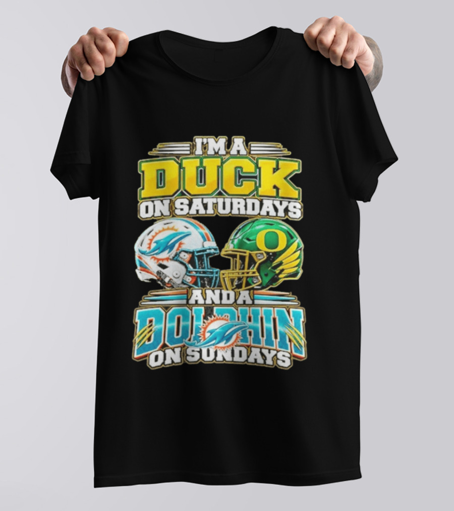 I'm A Duck On Saturdays And A Dolphin On Sundays Football Helmets T-Shirt