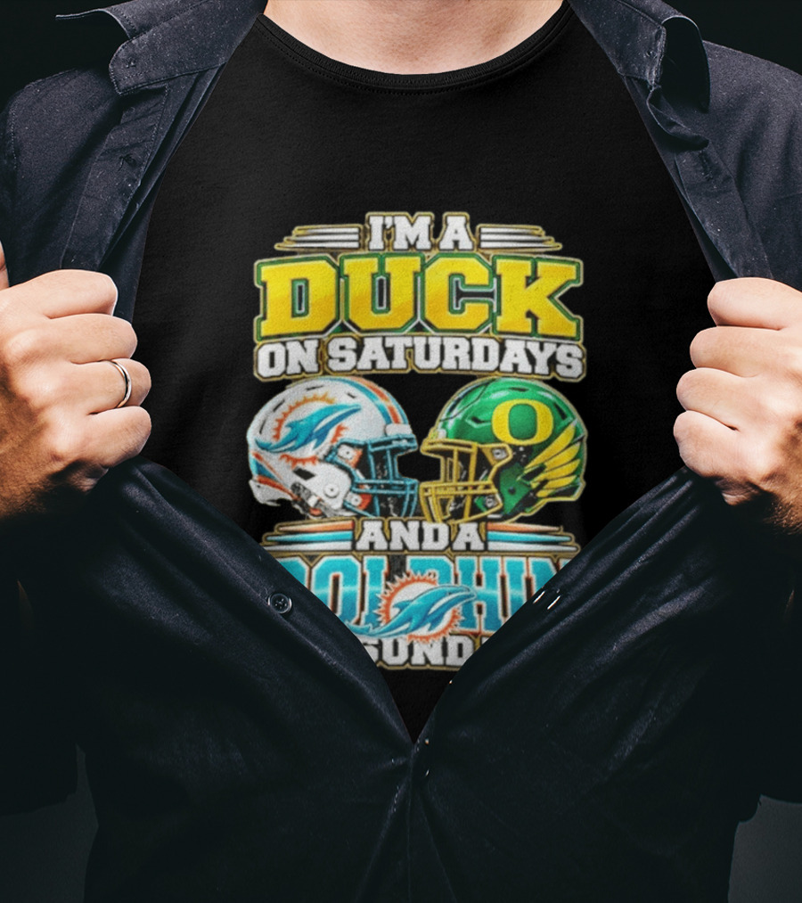 I'm A Duck On Saturdays And A Dolphin On Sundays Football Helmets T-Shirt
