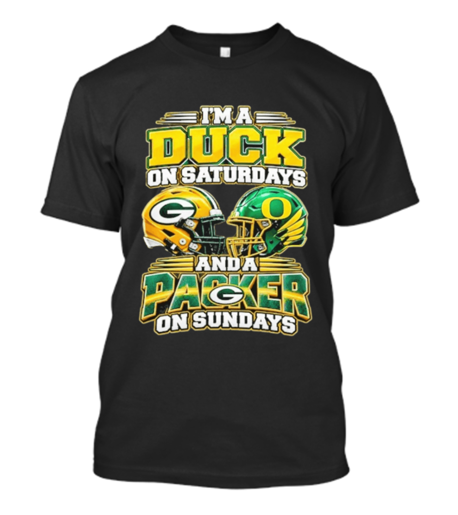I'm A Duck On Saturdays And A Packer On Sundays Football Helmets T-Shirt