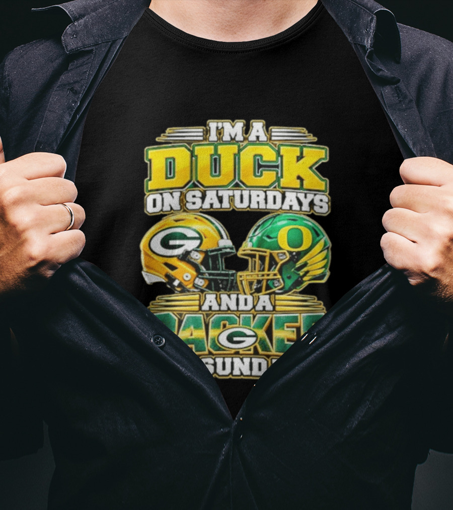 I'm A Duck On Saturdays And A Packer On Sundays Football Helmets T-Shirt