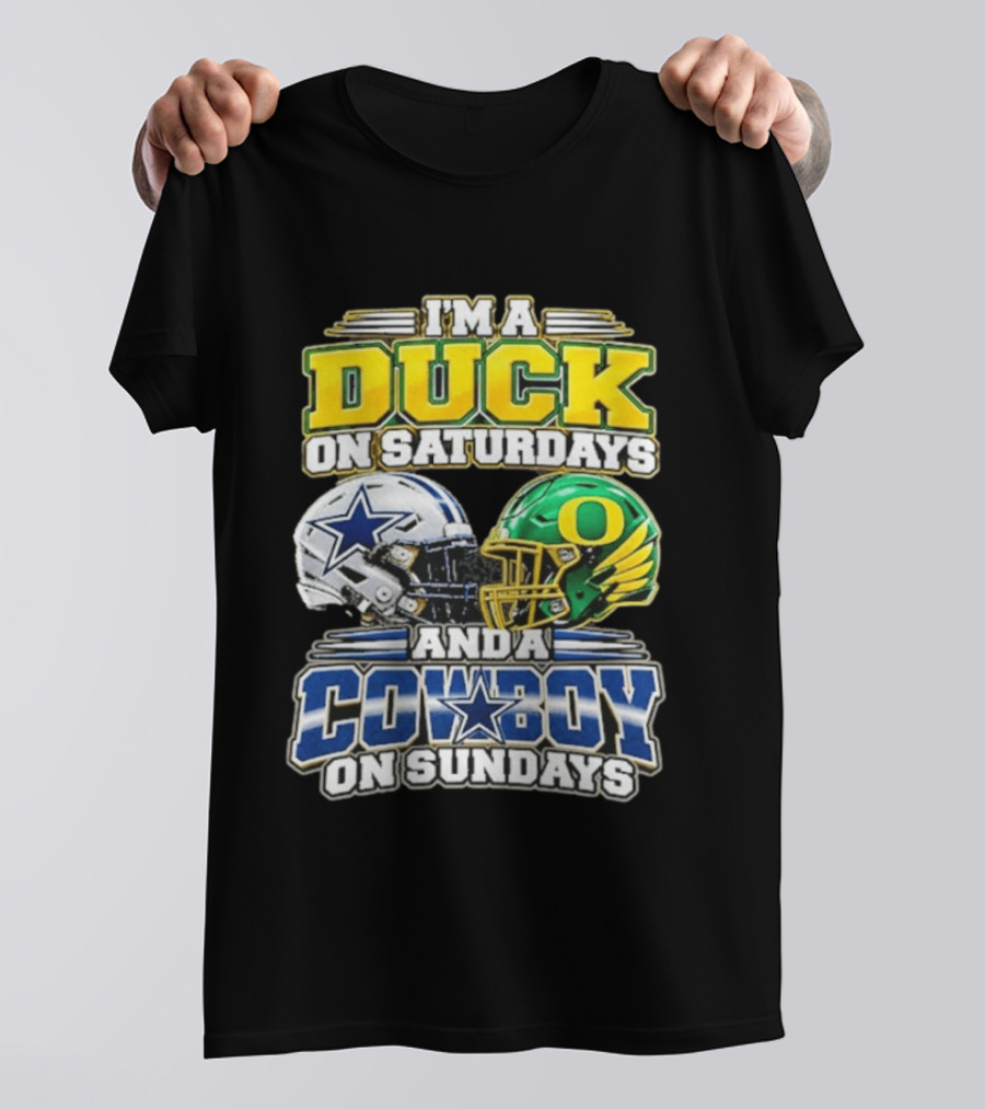 I'm A Duck On Saturdays And A Cowboy On Sundays Football Helmets T-Shirt