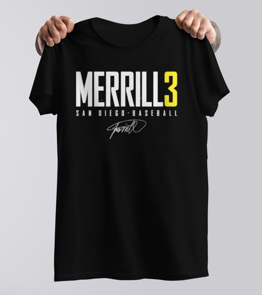 Jackson Merrill 3 San Diego Padres Name And Number Singature T-Shirt