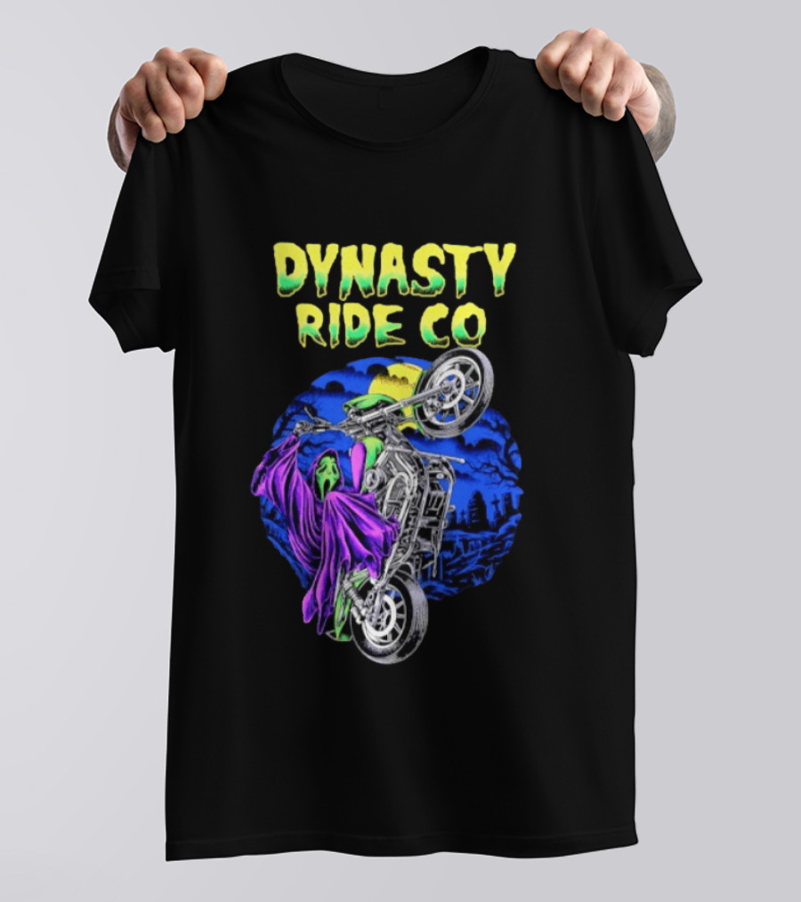 Dynasty Ride Co Ghostface 2026 Halloween Motorcycle Adventure T-Shirt