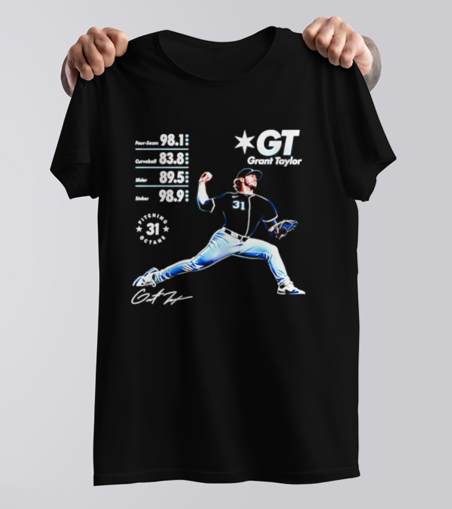 Grant Taylor 31 Chicago White Sox Pitcher Velocity Stats Octane Baseball T-Shirt