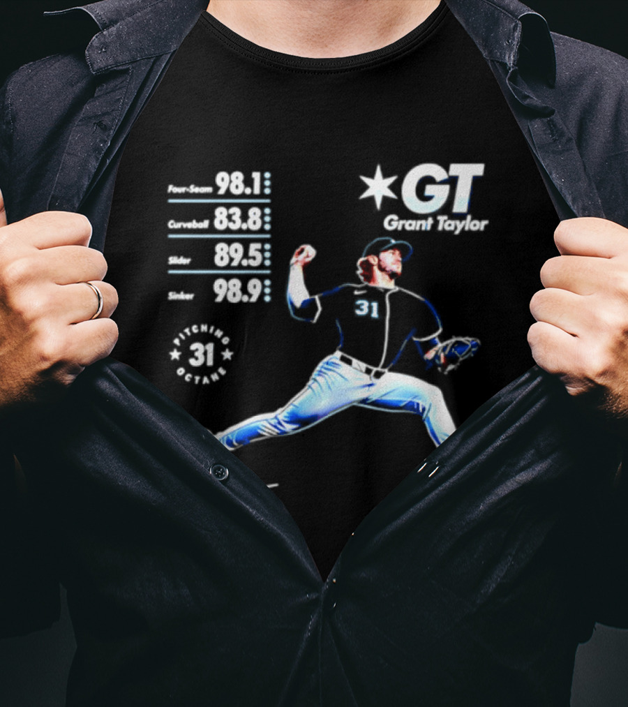 Grant Taylor 31 Chicago White Sox Pitcher Velocity Stats Octane Baseball T-Shirt