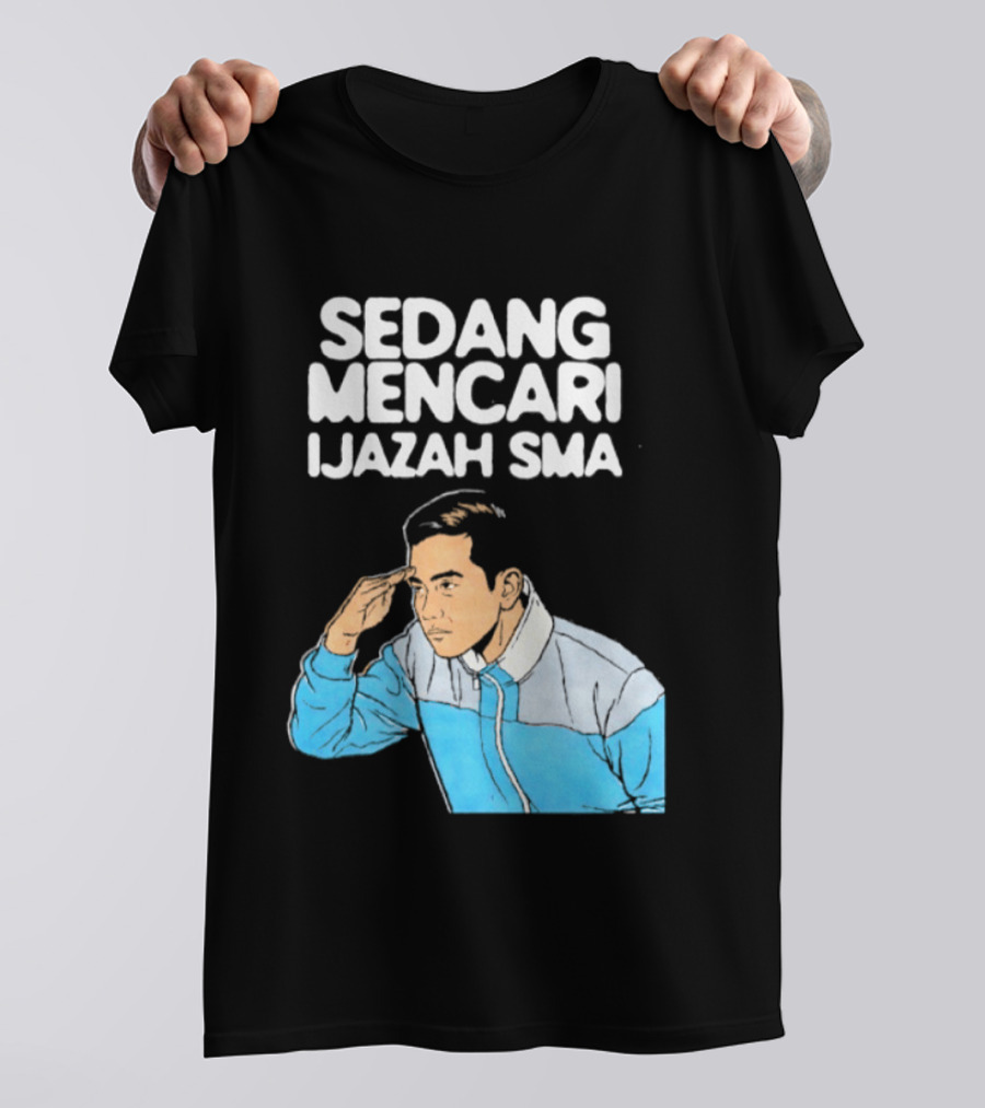 Sedang Mencari Ijazah SMA Man In Blue Jacket Visual T-Shirt