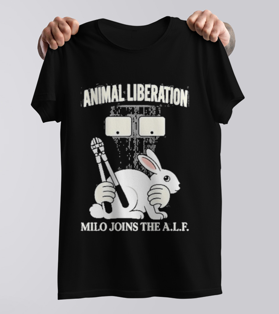 Animal Liberation Milo Joins The ALF Bunny With Pliers And Wrench T-Shirt