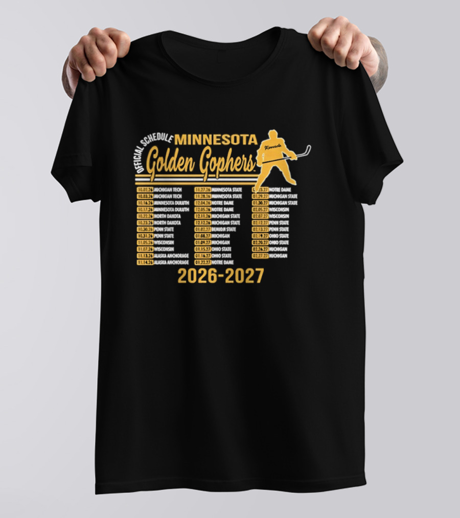 Minnesota Golden Gophers Ice Hockey Schedule 2026 2027 Player Highlights T-Shirt