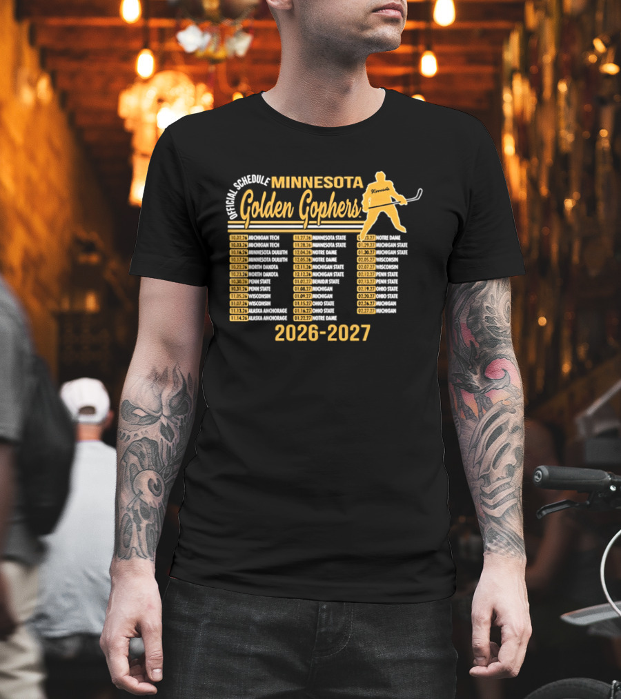 Minnesota Golden Gophers Ice Hockey Schedule 2026 2027 Player Highlights T-Shirt