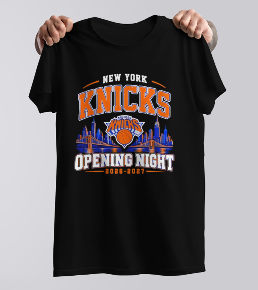 New York Knicks 2026 2027 Opening Night Basketball City Skyline T-Shirt