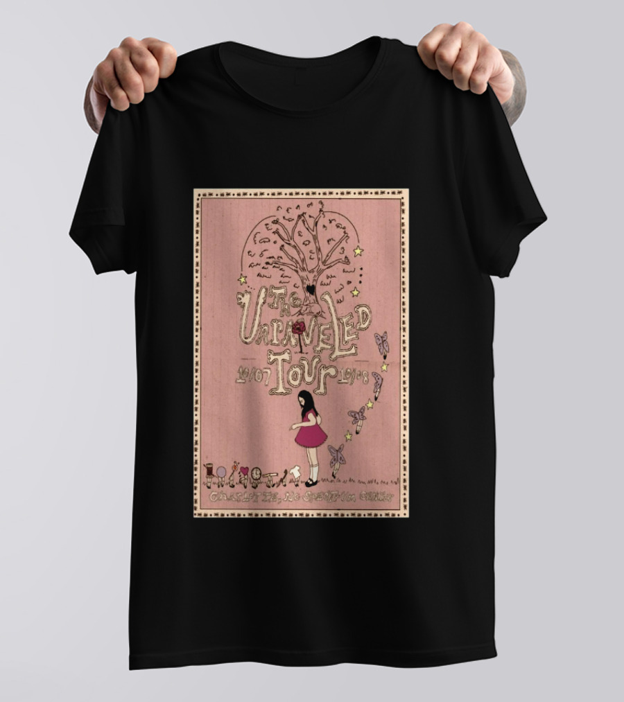 Olivia Rodrigo The Unraveled Tour Charlotte October 7 8 2026 Limited Concert Vintage Pink Design With Tree Butterflies Stars T-Shirt