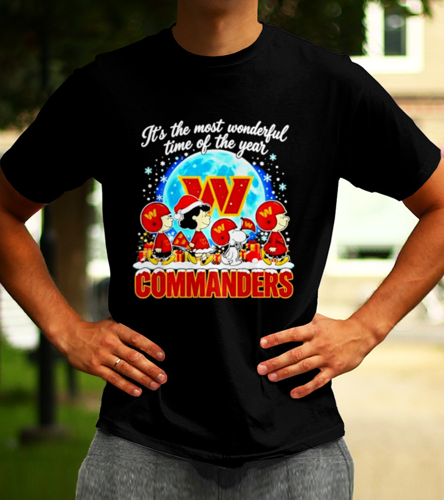 Peanuts Washington Commanders 2026 Christmas It's The Most Wonderful Time Of The Year T-Shirt