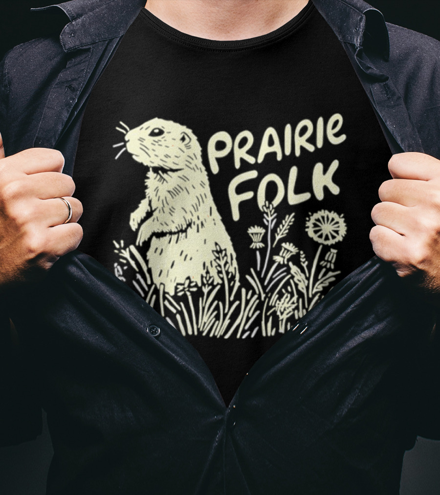 Prairie Folk Groundhog Meadow Wildlife Nature T-Shirt