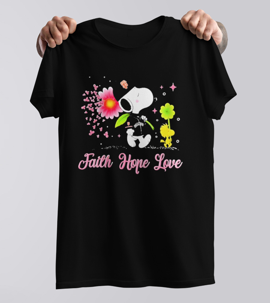 Faith Hope Love Snoopy San Francisco Giants Breast Cancer Awareness T-Shirt