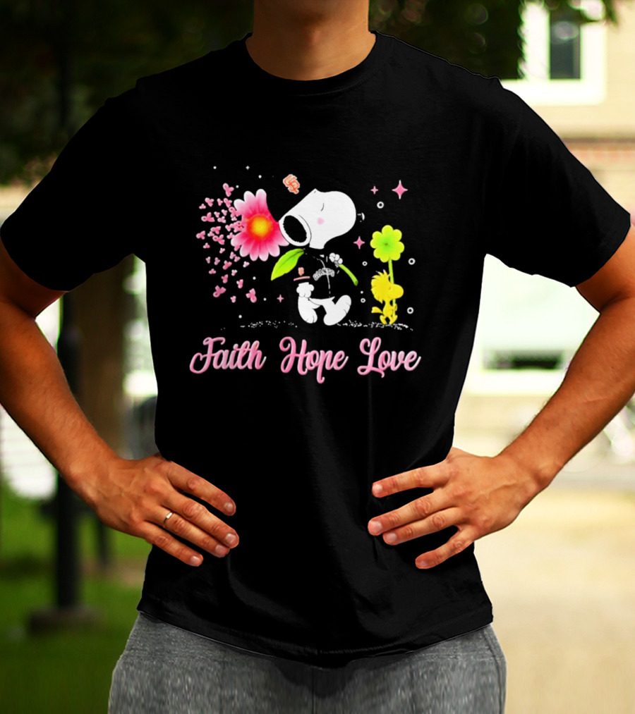 Faith Hope Love Snoopy San Francisco Giants Breast Cancer Awareness T-Shirt