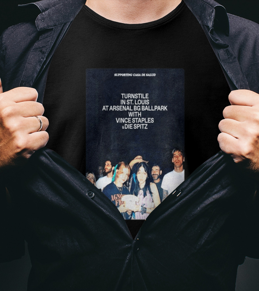 Turnstile St. Louis Arsenal BG Ballpark Vince Staples Die Spitz October 2026 Supporting Casa De Salud Missouri T-Shirt