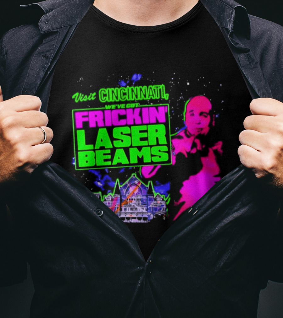 Visit Cincinnati Frickin' Laser Beams Retro Neon T-Shirt