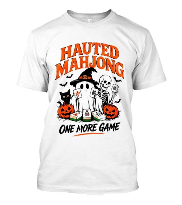 Hauted Mahjong Halloween Ghost Cat Skeleton Pumpkins One More Game T-Shirt