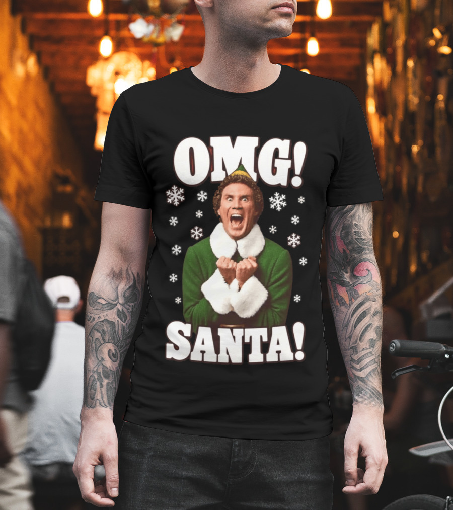 OMG Santa Will Ferrell Christmas Elf Snowflakes T-Shirt