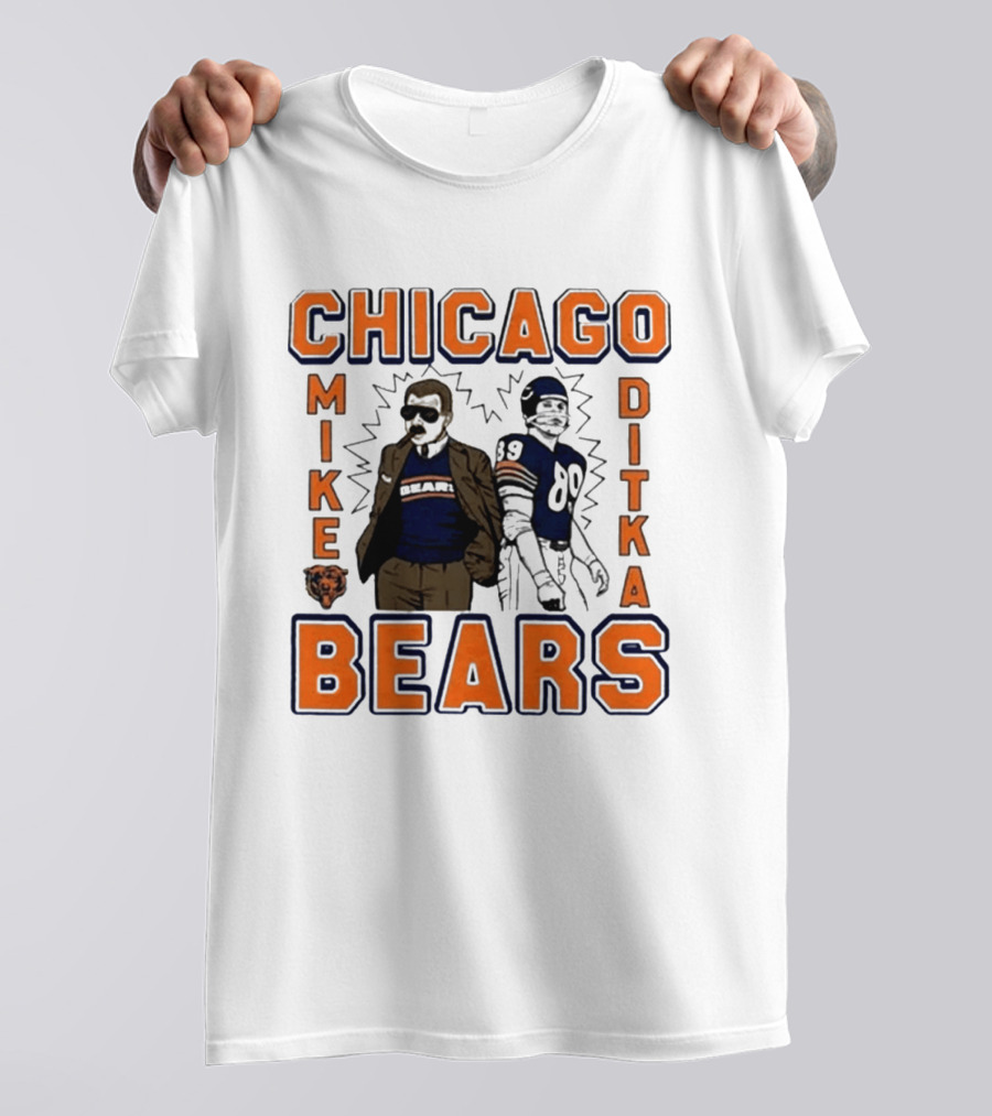 Mike Ditka Chicago Bears Vintage Homage Ash Grey T-Shirt