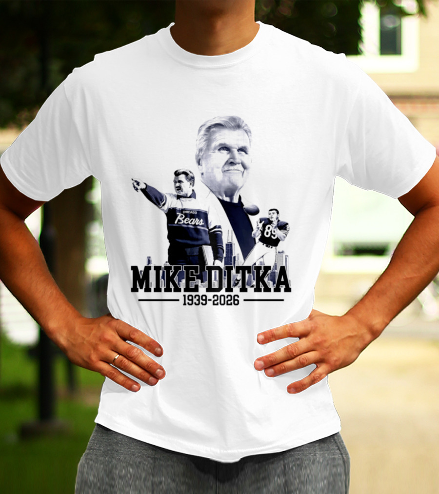Mike Ditka Da Coach Chicago Bears In Loving Memory 1939 2026 City Skyline T-Shirt