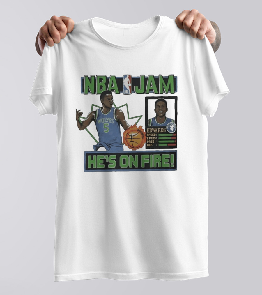 NBA Jam Wolves Edwards He's On Fire 2026 T-Shirt