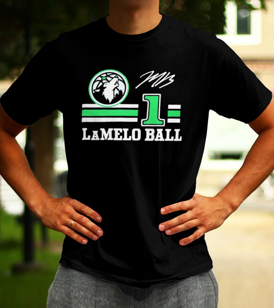 LaMelo Ball 1 Timberwolves Logo MB Signature NBA Basketball T-Shirt