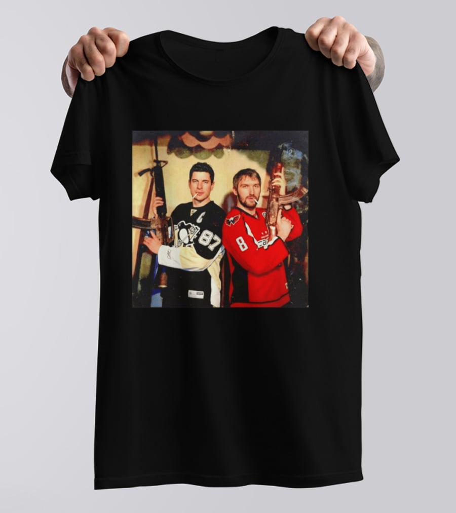 Legend Hockey Alex Ovechkin Sidney Crosby Cigar Guns Penguins Capitals T-Shirt
