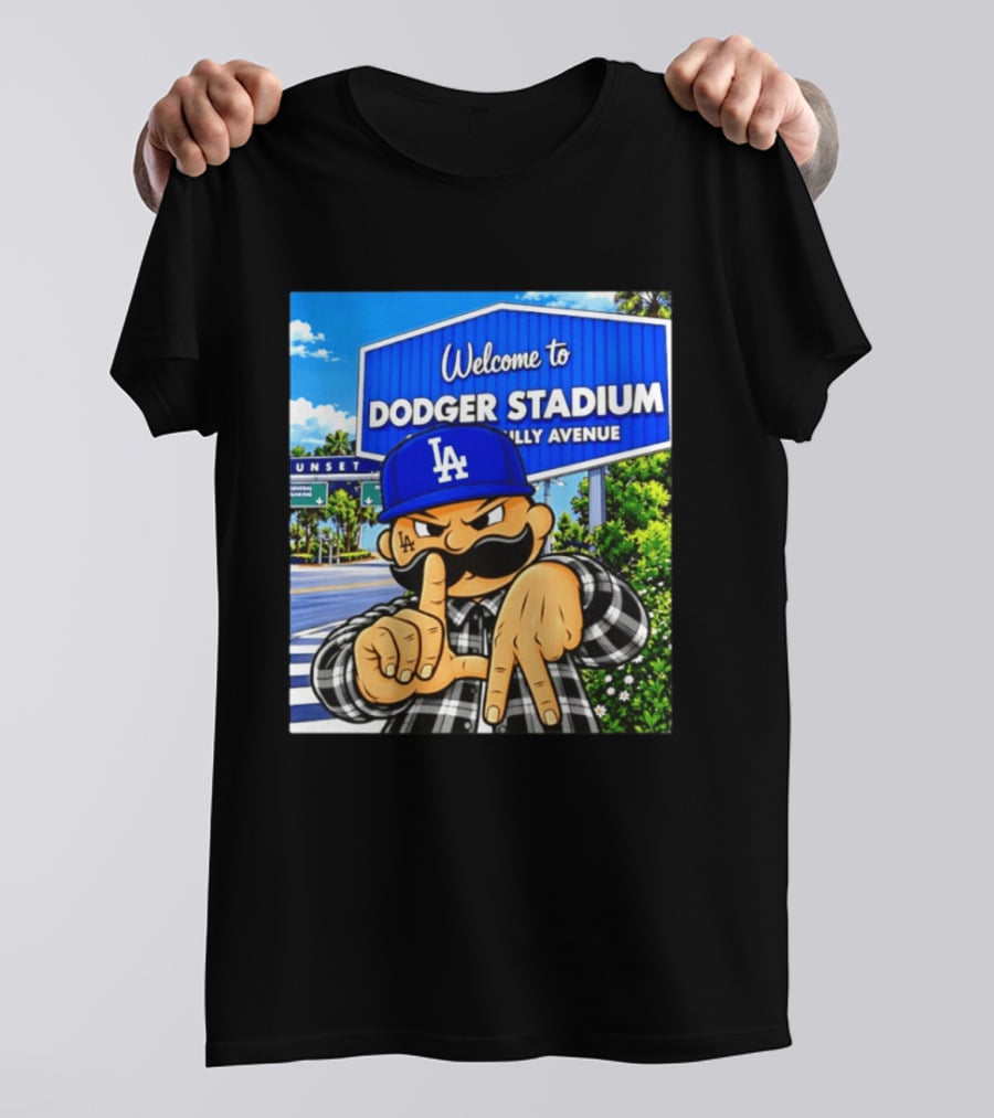 Welcome To Dodger Stadium Sunset Billy Avenue LA Dodgers Cholo T-Shirt