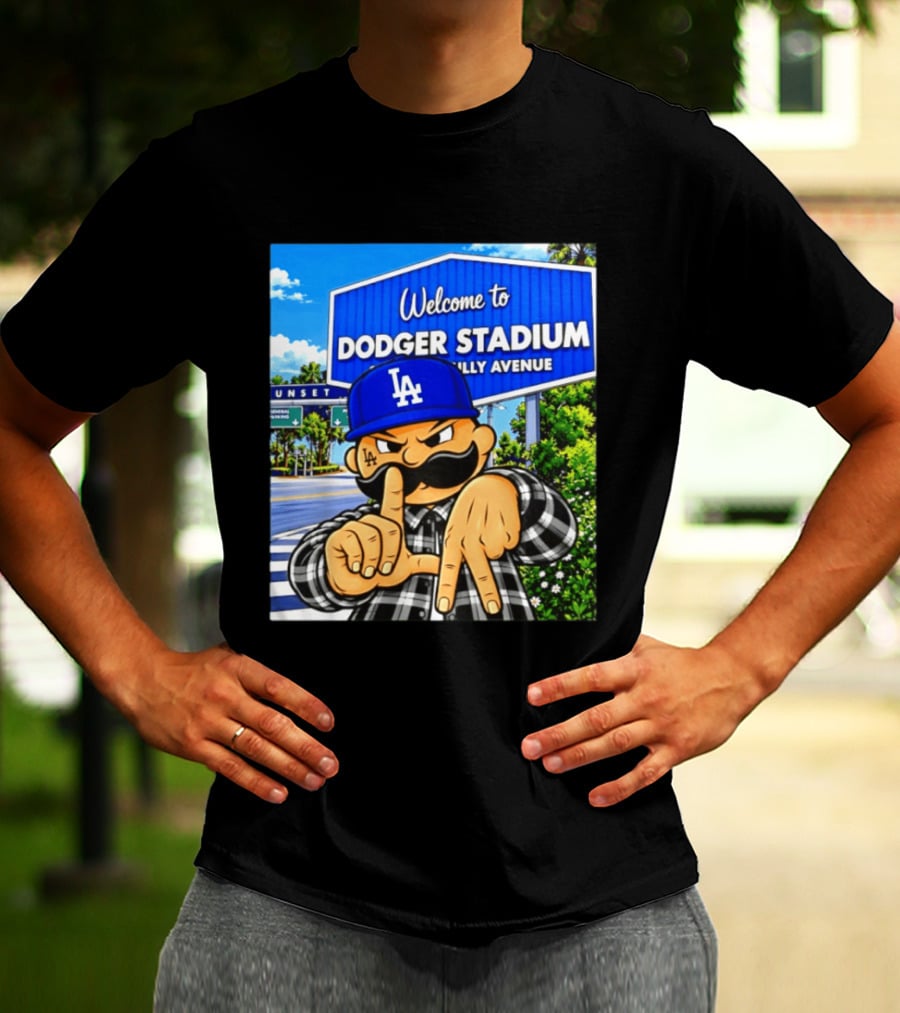 Welcome To Dodger Stadium Sunset Billy Avenue LA Dodgers Cholo T-Shirt