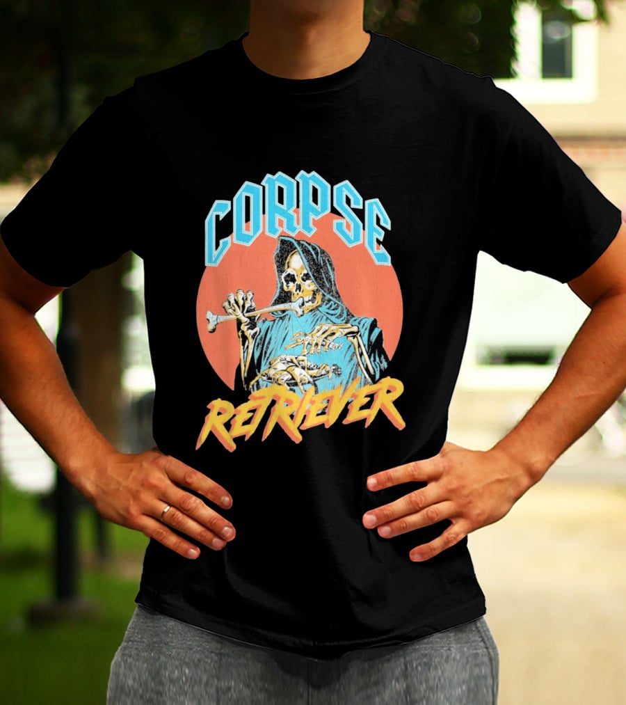 Corpse Retriever Skeleton With Hood And Bone T-Shirt