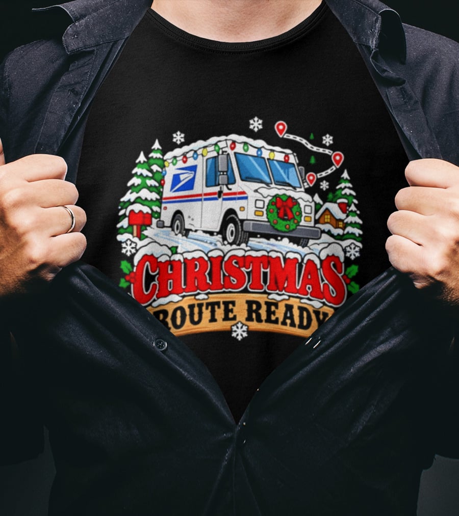 USPS Christmas Route Ready 2026 Delivery Truck Holiday Season T-Shirt