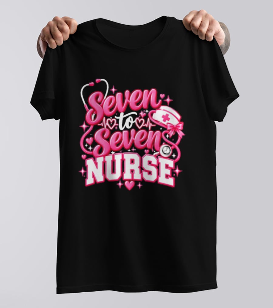 Seven To Seven Nurse Heartbeat And Stethoscope T-Shirt