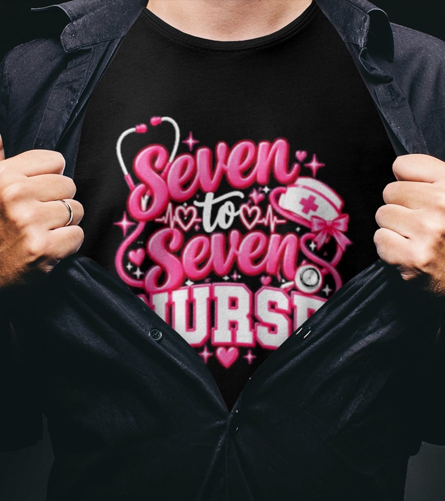Seven To Seven Nurse Heartbeat And Stethoscope T-Shirt