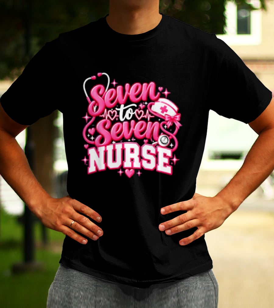 Seven To Seven Nurse Heartbeat And Stethoscope T-Shirt