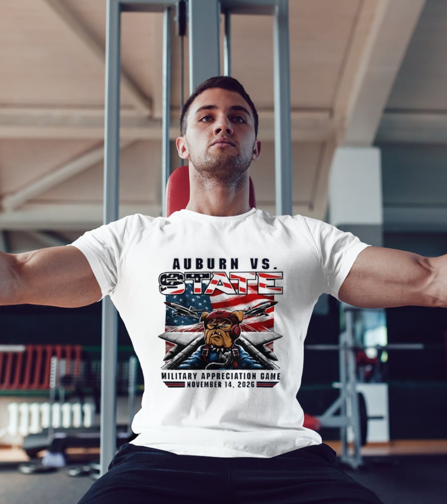 Auburn Vs. State Military Appreciation Game November 14 2026 Bulldog Fighter Pilot American Flag T-Shirt
